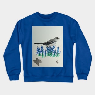 Texas state bird & flower, the mockingbird & bluebonnet Crewneck Sweatshirt